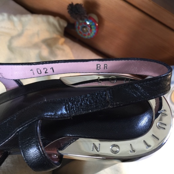 LOUIS VUITTON HEELS LEATHER SLINGBACK MONOGRAM 37 - Picture 4 of 12